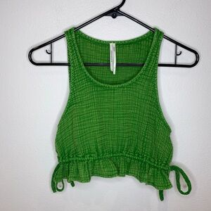 Anthropologie‎ Green Crop Tank Top Size Small Summer Vacation